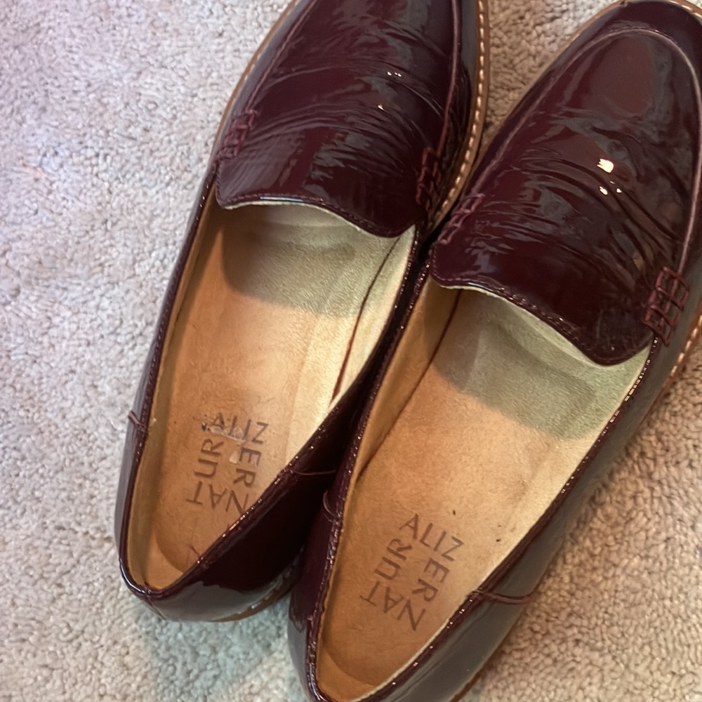 Naturalizer burgundy - maroon patent loafers.